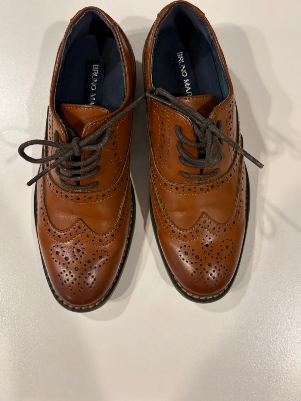 Bruno Marc || Prince Classic Oxfords Wingtip Dress Shoes Cognac Tan Brown